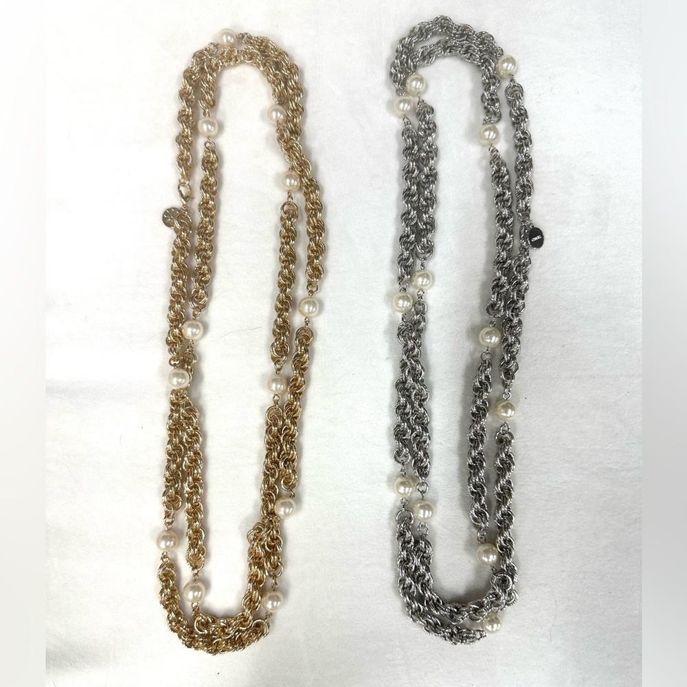 2 for 1! Gold and Silver & Pearl Necklaces 23”